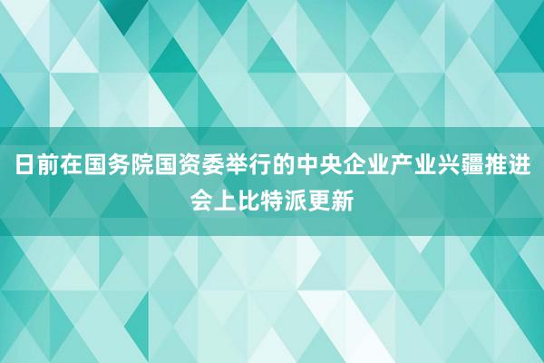 日前在国务院国资委举行的中央企业产业兴疆推进会上比特派更新