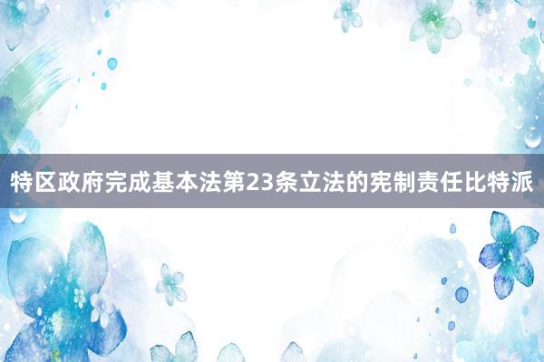 特区政府完成基本法第23条立法的宪制责任比特派