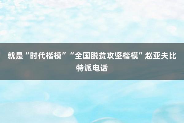 就是“时代楷模”“全国脱贫攻坚楷模”赵亚夫比特派电话