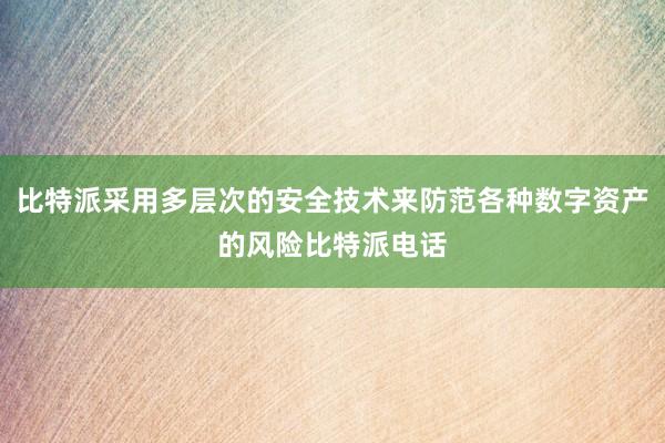 比特派采用多层次的安全技术来防范各种数字资产的风险比特派电话