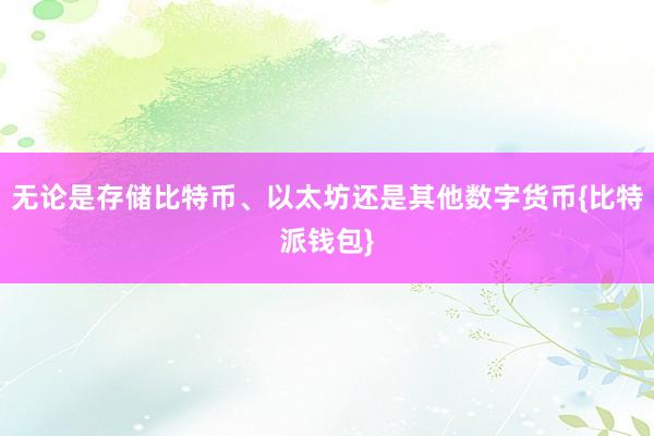 无论是存储比特币、以太坊还是其他数字货币{比特派钱包}