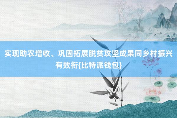 实现助农增收、巩固拓展脱贫攻坚成果同乡村振兴有效衔{比特派钱包}