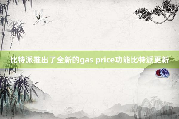 比特派推出了全新的gas price功能比特派更新