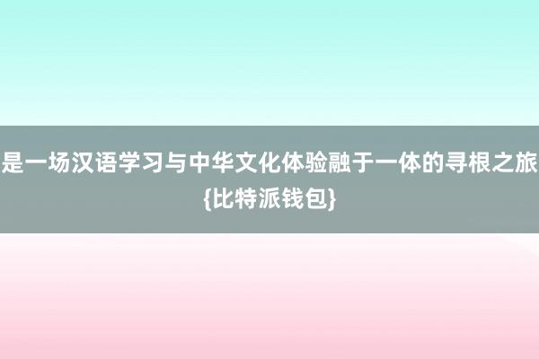 是一场汉语学习与中华文化体验融于一体的寻根之旅{比特派钱包}